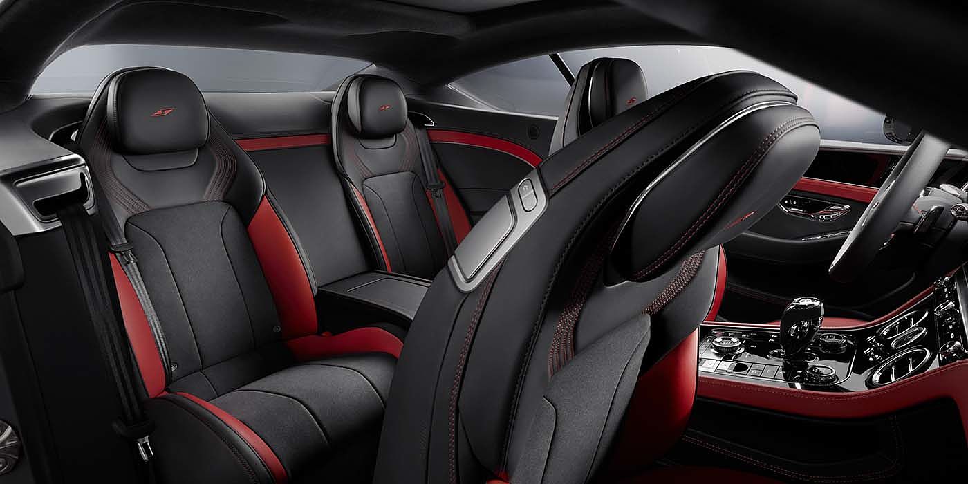 Bentley Bahrain Bentley Continental GT S coupe in Beluga black and Hotspur red hide with S emblem stitching