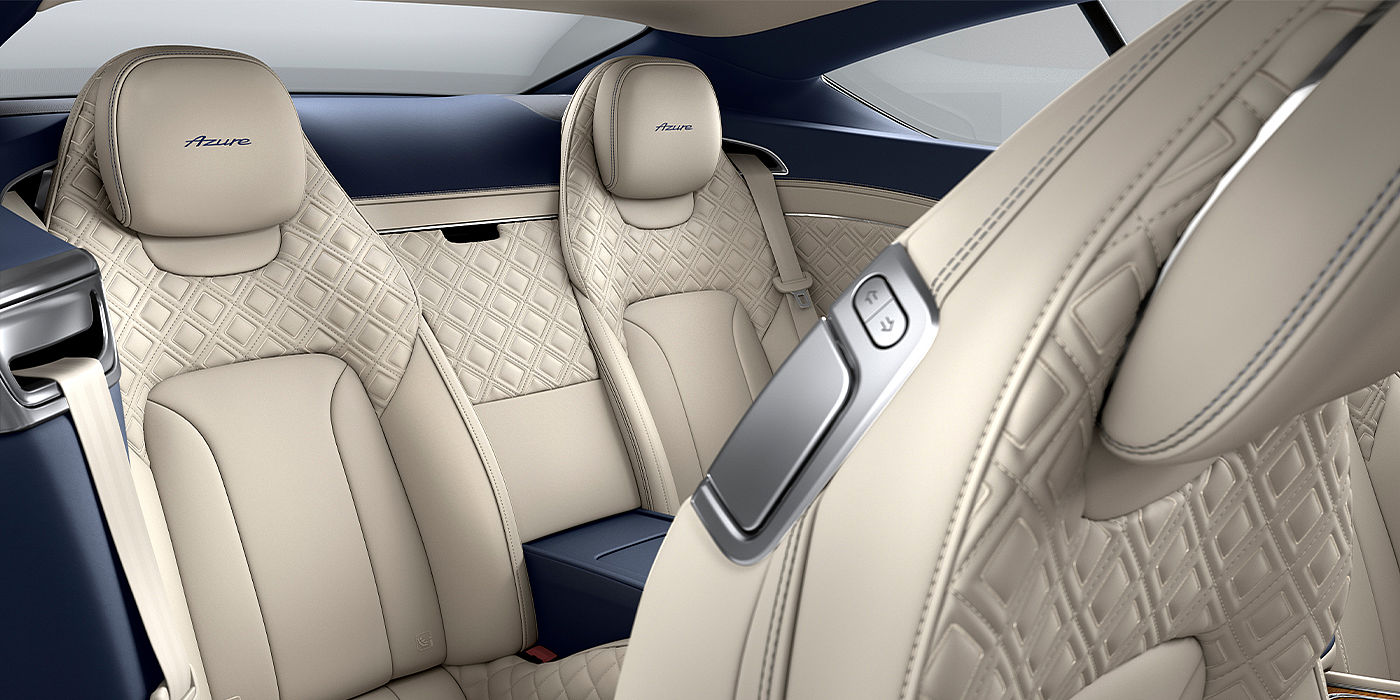 Bentley Bahrain Bentley Continental GT Azure coupe rear interior in Imperial Blue and Linen hide